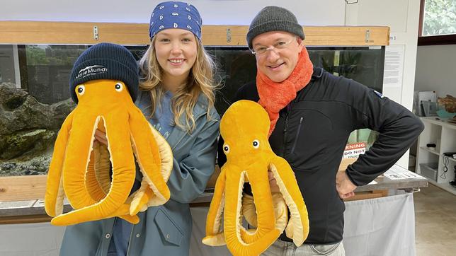 Nina besucht in Kroatien den Oktopus-Forscher Wolfgang, der ein Oktopus-Dorf im Meer aufbaut. Weiteres Bildmaterial finden Sie unter www.br-foto.de.