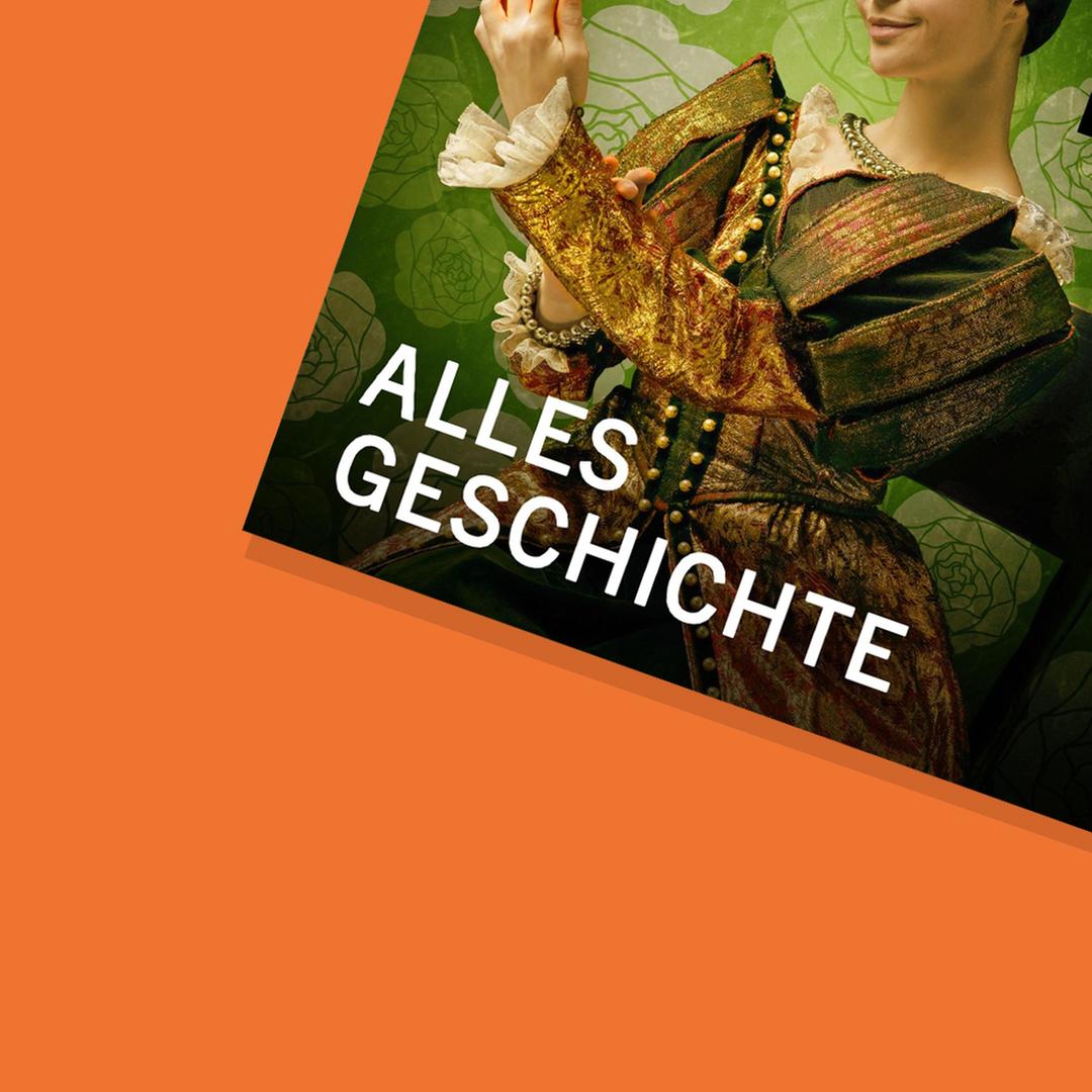 Podcastcover von "Alles Geschichte", dahinter ein Bild von Queen Victoria