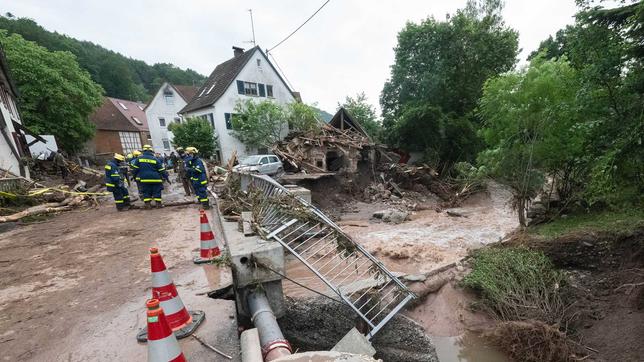 Schwere Schäden durch Hochwasser in Klaffenbach/Baden-Württemberg