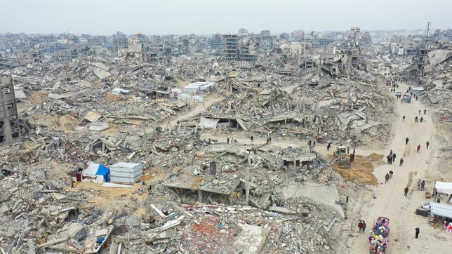 Eine zerstörte Stadtlandschaft im Gazastreifen