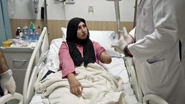 Wafaa Abu Saman im Krankenhaus im Bett