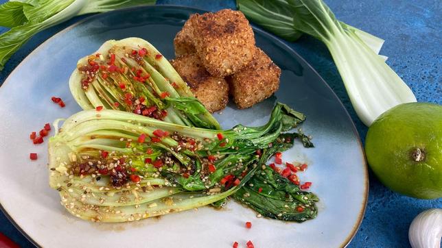 Gebratene Reiswürfel mit Pak Choi