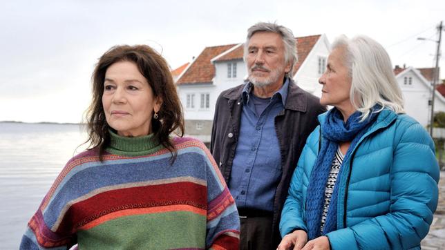 Johanna (Hannelore Elsner, links) lernt Sigruns (Hildegard Schmahl) Ehemann Erik (Christian Brückner) kennen.