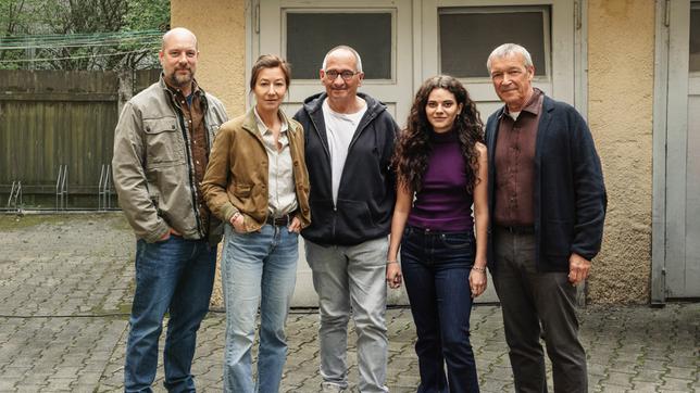 Von links: Stephan Zinner (Rolle: Dennis Eden), Johanna Wokalek (Rolle: Cris Blohm), Regisseur Dominik Graf, Emma Preisendanz (Rolle: Mia Horchalek) und Michael Roll (Rolle: Martin Weibel)