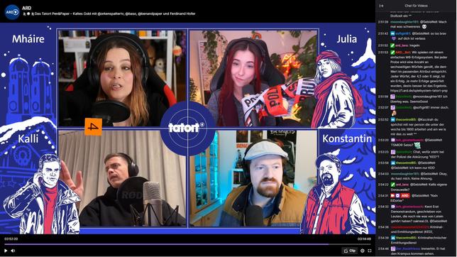 Pen & Paper-"Tatort" "Kaltes Gold" auf Twitch: Screenshot von Teil 1