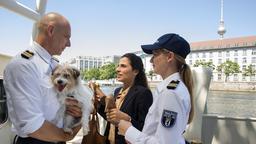 Einsatzbesprechung vor Kossaks Datsche: Jasmin Sayed (Sesede Terziyan), Paula Sprenger (Sarina Radomski) und Wolf Malletzke (Christoph Grunert).