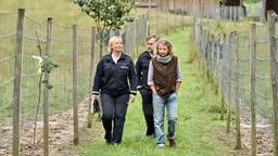 Ermittlungen auf der Straußenfarm: Nele (Floriane Daniel) und Andreas Rambach (Ole Puppe) befragen Jeanette Küblinger (Natalie Hünig).