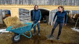 Xenia (Elke Winkens) versucht vergeblich, von Michael (Erich Altenkopf) Schmerztabletten zu bekommen.